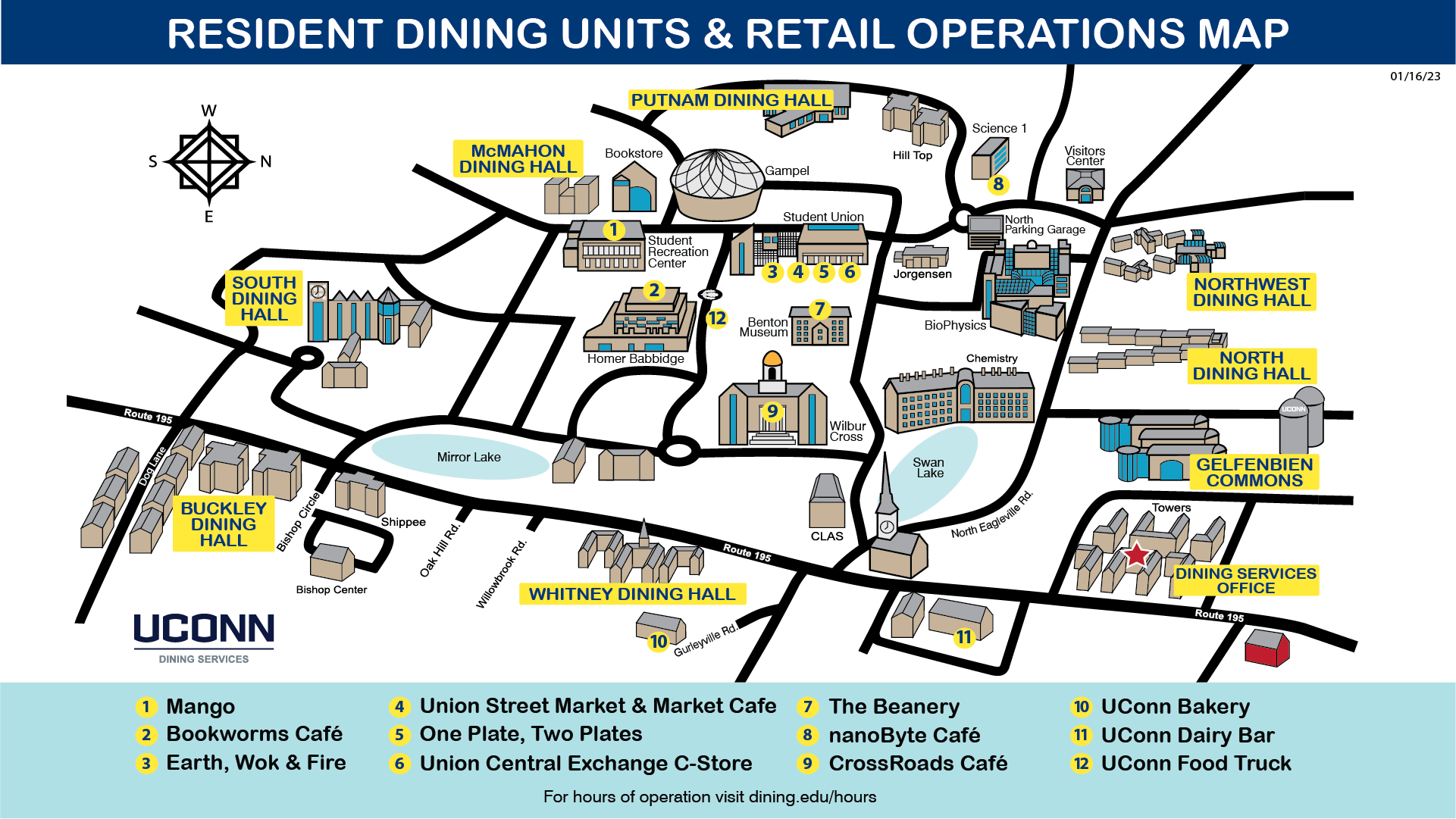 Map of Retail and Dining Hall locations (less detailed version)