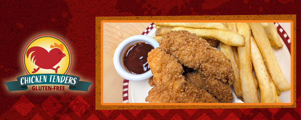 Gluten-free chicken tenders served with your choice of BBQ or Honey Mustard dipping sauce. Make it a meal with gluten-free crispy fries.