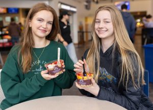 students enjoying acai bowls