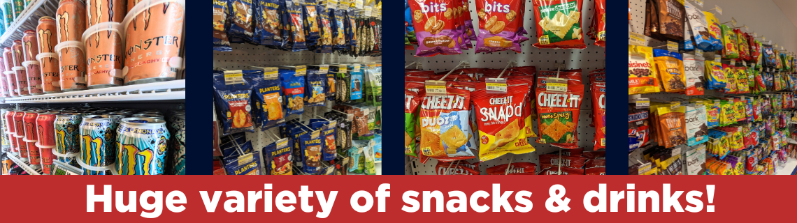 The Cstore has a huge variety of snacks & drinks