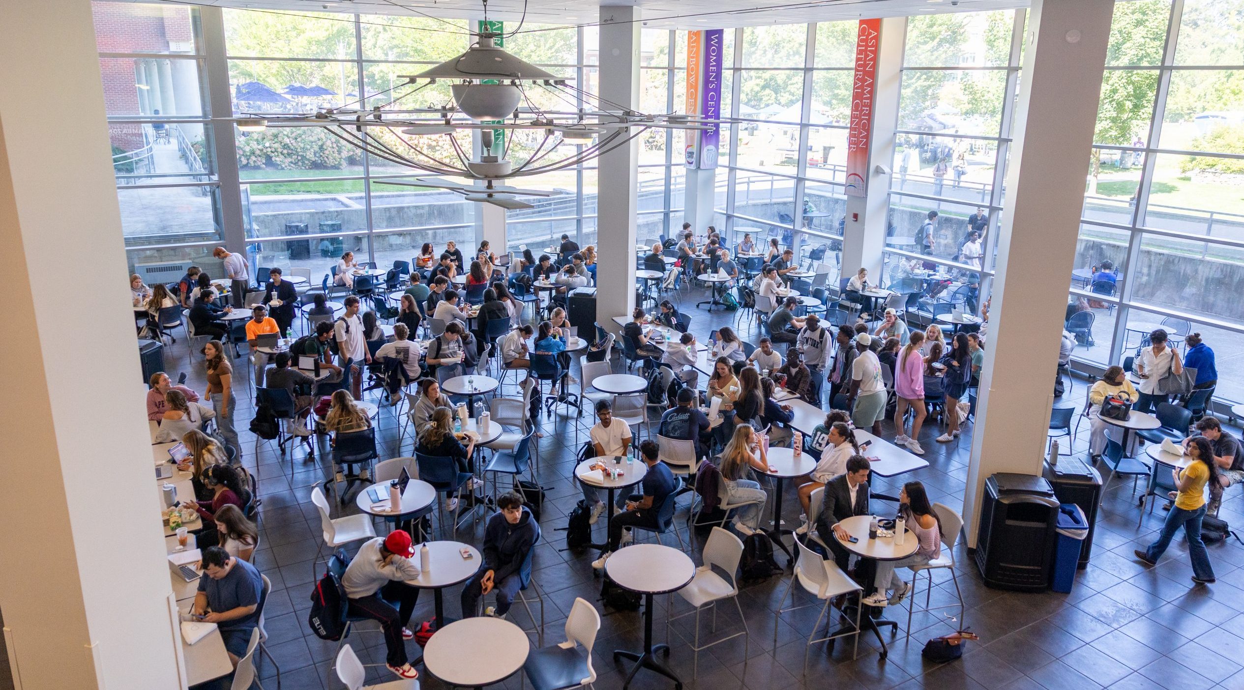 Photo of busy Union Street Market food court.